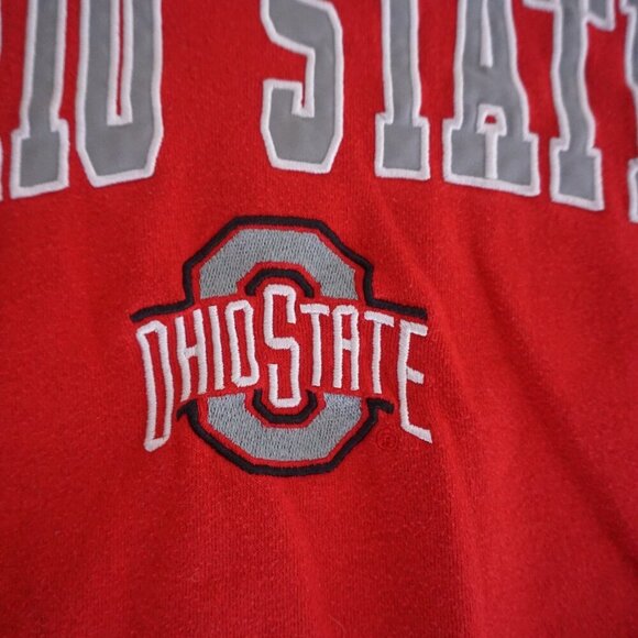 Ohio State Buckeyes Red Embroidered Cotton Blend Trunac Sweater By Coliseum M - Picture 9 of 10